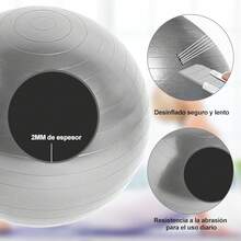 Pelota Fitness De Ejercicio para Yoga Pilates con Bomba para Pilates Yoga Ejercicios Abdominales Y Ejercicios Básicos Fitness Equilibrio Gym - Plateado - Ver 4