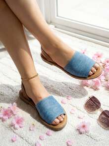 Women Flat Sandals - Blue - View 2