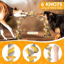 - Juguete extragrande de cuerda de perro de 6 nudos para masticadores agresivos de 40 pulgadas de algodn largo y resistente, juguete masticable para cachorros, razas grandes, perros casi - inicial - Ver 4