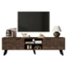 Modern TV Cabinet With 2 Doors And 2 Open Compartments – 160.5 X 35.5 X 45 Cm - Brown - View 3