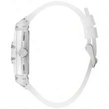 Guess Đồng hồ đeo tay nam thời trang, vỏ trong suốt, máy quartz Nhật Bản, chống nước 50M, đa chức năng, hiển thị ngày, kiểu dáng thể thao thường ngày, quà tặng kèm hộp đồng hồ chính hãng GW0203G1 - Trong sáng - Xem 8