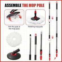 Mop And Bucket Set, 360° Spin Mop And Bucket With Wringer Set And 1 Microfiber Mop Refills, Stainless Steel, Extended Handle Spinning Mop Bucket System For Floor Cleaning, Black - màu đen - Xem 3