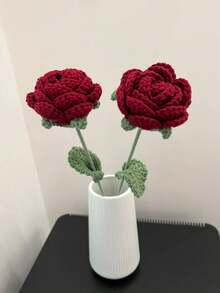 1/3/5 bông hoa hồng đan trang trí, hoa thủ công bằng sợi có thân màu xanh lá cây, hoàn hảo cho Ngày lễ tình nhân, Ngày của mẹ, Lễ tốt nghiệp, Lễ tạ ơn, Quà tặng sinh nhật và Quà tặng cho những dịp đặc biệt - Trang trí nhà cửa - Nhiều màu - Xem 5