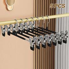 10pcs Non-Marking Coated Pants Hangers, Multi-Functional Retractable Trouser Clips, Stainless Steel Non-Slip Non-Marking Skirt Hangers For Home Use