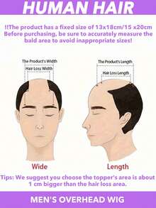 1件男士真人发短寸头假发 - 15x20厘米，自然黑色透明PU材质，有效遮盖稀疏头发，带夹子，快速佩戴，隐形假发，适合所有男士，解决脱发问题 | 自然外观 | 柔韧PU材质
