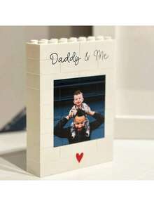 Personalised Couples, Daddy & Me, Mummy & Me ® Brick Photo Block, Gift For Dad, Mom, Couples, White, Building Block, Puzzle, Gift, Him, Dad, Father's Day, Couples, Valentine, Grandpa, Wedding, Him, Her, Mum, Mother's Day, Mom, Cute, Christmas Gift Supplies,Home Decor Living Room - Multicolor - View 17