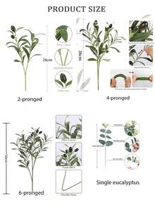 4pcs, Realistic Artificial Olive Leaf Tree Branch With Fruit For Home Garden Decoration, Wedding Bouquet, Silk Flower Arrangement, Creative Gift, Holiday Accessory, Birthday Party Supplies, Birthday Gift, Aesthetic Home Decor, Party Packs