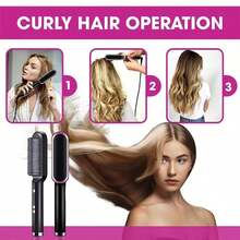 Multifunctional Ionic Hair Straightener,Fast Heating Curler Straightener Comb Styler,Fast Heating Comb,It Is A Dual-Purpose Electric Straight Hair Comb With Both Straight And Curly Hair