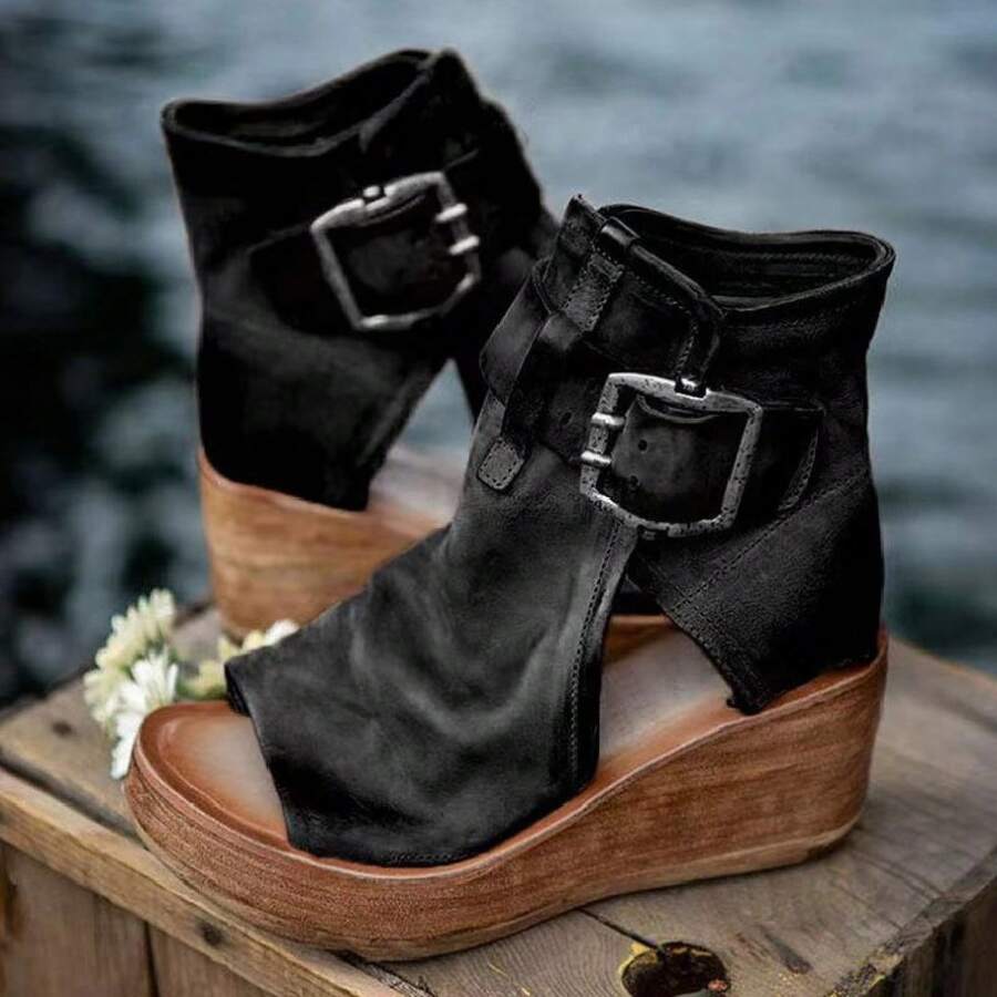 Roman Shoes For Women Summer High Heel Fashion Women's Shoes 2026 High Top Wedge Sandals Thick Sole Peep Toe Sandals - 棕色 - 查看 1