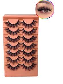 7 Pairs Manga Lashes Faux Mink Eyelashes, Natural & Thick False Eyelashes, Makeup Travel Essentials (TEN03)