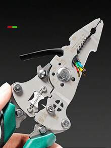 1pc 32-In-1 Multi-Functional Foldable Heavy-Duty Stainless Steel Wire Stripper And Crimping Tool - Electrician's Wire Stripping And Crimping Pliers, Foldable Design, Ergonomic Handle, Pipe Clamp, Cutting And Twisting, Pipe, Crimping, Wire Stripper, Home Improvement, Essential Household Tool, Electrician's Wire Stripper. - Multicolor - View 9