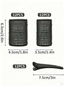 42 قطعة/مجموعة طقم أسطوانات ذاتية الالتصاق مع 24 أسطوانة و18 مشبك، لفافات ذات جودة صالون للتصفيف الذاتي للشعر، لفافات بدون حرارة
