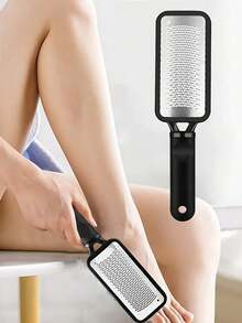 1pc Stainless Steel Foot Scrubber, For Removing Calluses And Hard Skin, Shaping Beautiful Feet, Foot Care, Foot Scrubber, Foot Scrub Paste, Valentine's Day Gift, New Year Gift, Travel Essential - Black - View 4