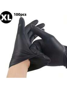 50/100 Pieces Of Black Powder-Free Nitrile Gloves, Latex-Free Disposable Gloves, Durable Household Cleaning Gloves, Available In Sizes S, M, L, And XL. Suitable For Kitchens, Bathrooms, Cleaning, Beauty, Hair Dyeing, Pets, Beauty Salons, Cleaning Supplies, And Household Tools (Without Box). - 黑色 - 查看 14