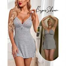 - Lencería para mujer, con tirantes delgados, camisón de babydoll(G Gris) - Multicolor - Ver 2