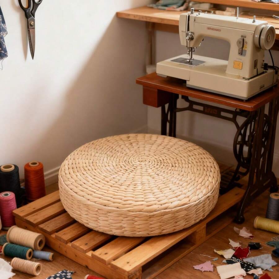 Thick Round Handwoven Tatami Mat, Meditation Cushion For Zen Yoga And Posture Support, Straw Floor Pillow For Relaxation In Living Room And Balcony, Yoga Accessory - Straw Futon Cushion - View 1