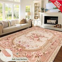 1pc Vintage Persian Floral Pattern Area Rug - Pink & Beige, High-End Thick Plush Large Size Carpet, Made Of High-Density Premium Material, Machine Washable, Easy Maintenance Bathrooom Decor - Multicolor - View 17