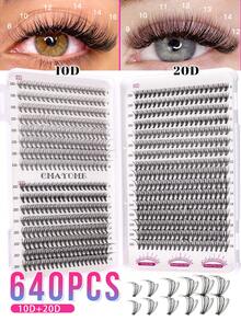 640pieces Of D-Curl Individual False Eyelashes, Large Capacity Eyelash Book, Beginner-Friendly, Soft And Thick, Creating A Natural Makeup Look. Easily Create Segmented False Eyelashes At Home. Long-Lasting And Voluminous, The Large Capacity Eyelash Book Is Convenient To Carry. - D - View 17