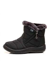 FZY 2026 Winter New Style Plush Thickened Warm Women's Snow Boots Soft-Soled Non-Slip Women's Outdoor Sports Shoes Outdoor Play Commuter All-Match Women's Shoes Multi-Color Optional,Winter Clothes For Women Essential Boots,Wearing Fashionable Black Boots OnValentine's Day,Valentine's Day -Themed Boots,EdgyElongate Women's Boots,Black Snow Boots - Suitable Boots For Brides To Wear At Weddings - màu đen - Xem 4
