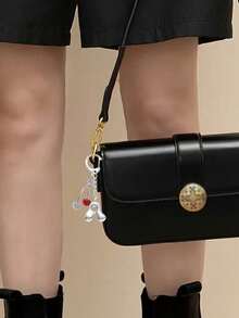 Bubble Letter Keychain Pendant With Rhinestone Cherry Accessories,Cute Design,Letter A-Z, Bag Accessories, Keychain & Car Pendant, Accessory, Stylish Keyring, For Backpacks, Wallets, Mobile Phones, Gift Bags,Birthday/Anniversary Gift, Versatile Daily Accessory,Give It To Family, Friends, Bridesmaids, Teachers, Or Lovers, Aesthetic Accessories