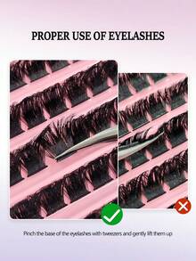 Asiteo 120片D型卷翘蓬松浓密假睫毛，柔软纤长，可重复使用，适合初学者在家DIY眼妆 - 黑色 - 查看 6