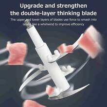 Molinillo de carne, picadora de alimentos, 2 L, de acero inoxidable, para carne, verduras, frutas y nueces, procesador de Alimentos de Gran Capacidad para el hogar, 4 cuchillas afiladas, Picadora de Carne eléctrica, Control de doble nivel - Plateado - Ver 4