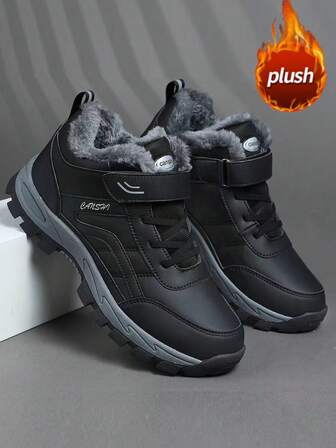 Men's High-Top Leather Boots, Autumn/Winter New Arrival, Thermal Lined, Thick Sole, Increased Height, Non-Slip, Round Toe, Lace-Up, Side Zipper, Plus Size 46, Men's Boots, Mid-Calf, Fashion , Outdoor, Party, Street Style, Men's Hiking Boots, Leather, Waterproof, Oil-Resistant, Men's Leather Shoes, Outdoor, Fashionable, Sports, Men's Safety Shoes, Outdoor, Desert Boots, Motorcycle Boots, Warm Fur Boots, Men's Mid-Calf Boots