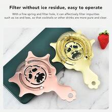 Colador de Barra, Colador de Cóctel, Colador de Barra de Acero Inoxidable, Coladores de Barra para Bartending, Colador de Cóctel Desmontable, Colador de Bebidas con Herramienta de Barra para(Plata) - Oro rosa - Ver 4