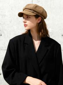 Women's Autumn And Winter Hat, British Style, Retro Eight-Sided Hat, Fashionable And Versatile Duckbill Beret, Japanese Artist Cap. Suitable For Daily Matching And Autumn Accessories, Perfect For Going Out, Walking, Shopping, And Everyday Wear. - View 4