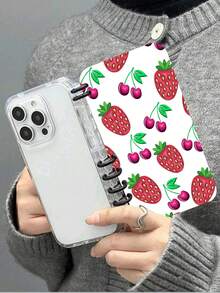 1pc Minimalist Rose Book Flip Phone Case, Strawberry Pattern, Compatible With IPhone 16 Pro Max, 15 Pro, 15 Plus, 14 Pro Max, 13, 12, 11, And Galaxy S24 Ultra, S23, A15, A25, A35, A55 Protective Cover