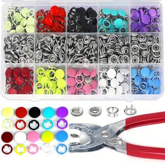 400pcs/100sets Metal Snap Fastener Pliers, Metal Snap Button Fastener Pliers, Hollow And Solid Metal Claw Snap Fastener Kits, Suitable For Clothing Handmade Sewing, Ideal For DIY Crafts, Clothes, Hats And Sewing (Random Color)