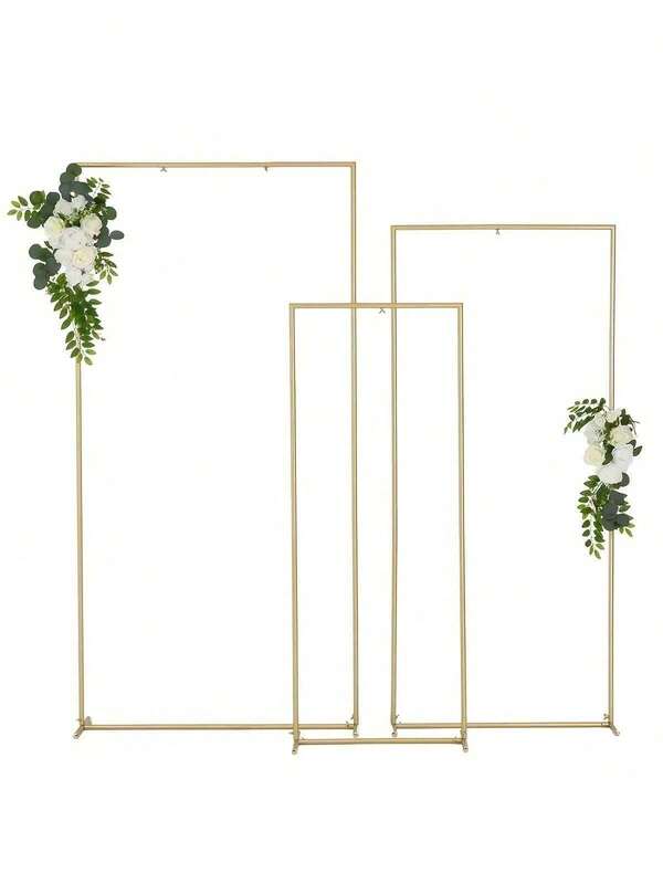 Gold Metal Arch Backdrop Stand, Wedding Arch Support, Birthday Party Ceremony Decor, Square Rectangular Frame, Indoor Outdoor Celebration