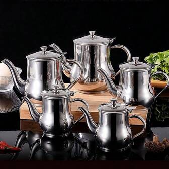 1pc 不锈钢油壶家用滤油壶油瓶过滤调味壶储油罐带过滤器分离油渣厨房酱油瓶带盖设计按压打开适用于液体调味品储存