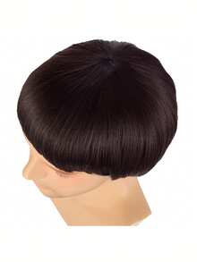 1pc Men's Short Brown Mushroom Hairstyle Wig, Realistic Synthetic Hair, European & American Film Character Cosplay, Clip-On Net, Fiber, Everyday Wear Full Wig - Rust Brown - View 5