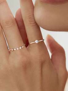 2pcs Eternal Tiny Diamond Moissanite Wedding Rings, 925 Sterling Silver, Classic Romantic Engagement Rings, Promise Rings, Anniversary Rings, Women's Jewelry Gift, Christmas Gift