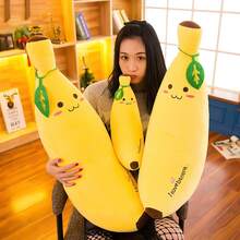 Soft Banana Plush Pillow Doll Long Bolster Stuffed Fruit Series Decor For Living Room Bedroom Nap Cute Banana Doll - 黃色 - 查看 3