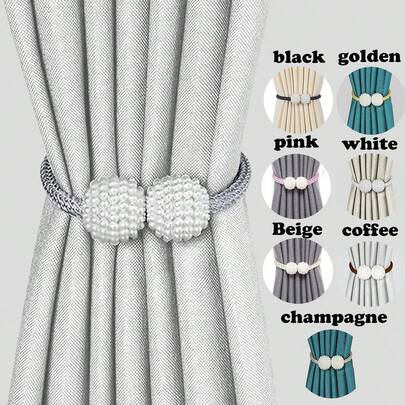 2 piezas/4 piezas Sujetacortinas de perla de plástico, con opciones de multicolor y tamaño, adecuados para fijar y decorar cortinas