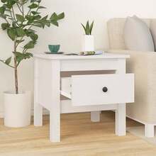 Side Table White 40x40x39 Cm Solid Wood Pine - White - View 4