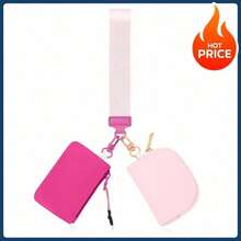 Mini Wristlet Coin Purse (2-In-1: Keychain + Wallet) – Detachable Double-Layer Design, Portable & Stylish, Essential For Outdoor/Travel/Daily Use - Màu Hồng Tươi - Xem 2