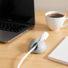 15pcs Pom-Pom Round Cable Organizer Clips, Suitable For Office Desk, Living Room, Bedroom