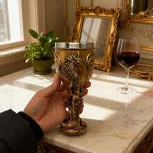 3D Dragon Sword Stem Wine Glass, Stainless Steel Inner Cup Creative Decorative Gift - Multicolor - View 6