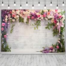 1 tấm phông nền hoa tường gạch trắng cổ điển, chất liệu polyester, họa tiết hoa hồng lá leo, thích hợp trang trí tiệc cưới, sinh nhật, phụ kiện chụp ảnh chân dung người lớn, đồ dùng tiệc cưới, chủ đề tình yêu kỷ niệm, trang trí trong nhà và ngoài trời, trang trí tường tiệc vườn, phông nền chụp ảnh. - Nhiều màu - Xem 6
