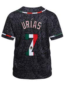 Men's 7 Black Baseball Jersey Casual Short Sleeved Embroidered And Stitching V-Neck Button T-Shirt Party Sports Top