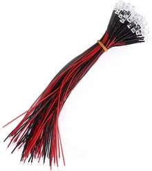 50pcs pre atado con alambre DC 9-12V 3 5 10 mm diodos LED de claro de agua luz de múltiples colores(Luz roja-5mm), Diodo - 1 - Ver 4