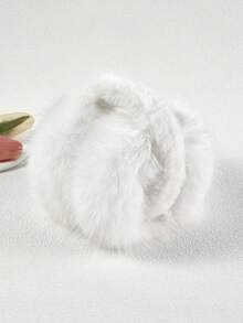 1pc Outdoor Ear Warmer Earmuffs, Foldable Wind-Proof Ear Covers For Students & Women, Warm & Insulated For Autumn/Winter - White - View 3