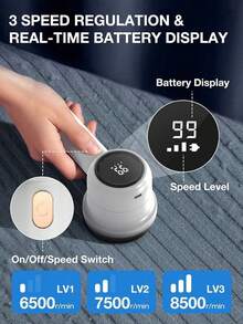 EstiloQuita Pelusa para Ropa Recargable, Removedor De Pelusa Electrico, Quitapelusas Electrico, Limpiador de Pelusa de suéter con 5 Cuchillas de Repuesto, Cepillo, Cable de Carga (Blanco)Versión mejorada - 1 - Ver 5