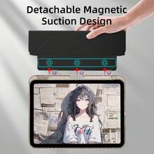 可拆卸Y型折叠平板电脑保护套，兼容iPad 11代 A16 2025、10代、Air 4/5 10.9、Air 11 M2 M3、7代/8代/9代 10.2、5代/6代 9.7、Mini 6/7，支持自动唤醒、多角度多折叠支架、内置笔槽和可拆卸保护盖。 - 黑色 - 查看 2