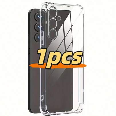 1pc Transparent Anti-Drop Phone Case, Compatible With Samsung Galaxy S20/Galaxy A12/Galaxy A03/Galaxy A06/Galaxy A11/Galaxy A16/Galaxy A70/Galaxy A50/Galaxy S25/Galaxy S21/Galaxy S22/Galaxy A07 And Similar Smartphones, Transparent Four-Corner Anti-Drop Phone Case, Phone Case, Anti-Drop Phone Case, Transparent Phone Case, Minimalist Phone Case, Solid Color Phone Case, Transparent Phone Case, TPU Anti-Drop Phone Case
