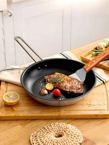 1pc Stainless Steel Flat Shovel, Wooden Handle Cooking Shovel, Flipping Spatula, Tiramisu Shovel, Cake Shovel, Steak Frying Spatula, Iron Plate Barbecue Spatula, Pizza Spatula, Cooking Stir Fry And Fried Egg Spatula, Cake Cutter, Cake Scraper - Multicolor - View 3