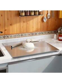 Stainless Steel Cutting Board. Stainless Steel Cutting Board With Raised Edges, Easy To Clean Pastry Board, Suitable For Kitchen Countertop Meat, Fruit, Vegetable, Bread And Baking Products Large Cutting Board.